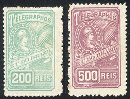 BRAZIL: Yvert 8/9, 1899 Cmpl. Set Of 2 Values Mint Lightly Hinged, Tiny Defect On Back, Very Good Front, Rare! - Telegraph