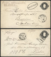 BRAZIL: RHM.EN-3, 2 Stationery Envelopes (WITH Watermark) Used In 1886 And 1889, VF Quality! - Ganzsachen