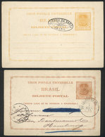 BRAZIL: RHM.BP-5, 2 Used Postal Cards, DIFFERENT COLORS (orange-chestnut And Yellow-chestnut), VF And Interesting! - Postwaardestukken