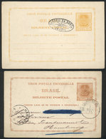 BRAZIL: RHM.BP-5, 2 Used Postal Cards, DIFFERENT COLORS (orange-chestnut And Yellow-chestnut), VF And Interesting! - Postal Stationery