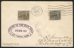 BRAZIL: Cover With Printed Matter Posted To USA From A British Ship AT SEA, With Brazilian Postage Of 40Rs., Violet Hand - Autres & Non Classés