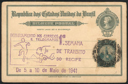 BRAZIL: Postal Card With Special Handstamp Of TRAFFIC WEEK - RECIFE - MAY 1941. - Other & Unclassified