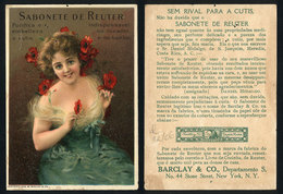 BRAZIL: Old Advertising Card For REUTER Soap, Beautiful Lady, Minor Defects (pin Holes) - Other & Unclassified