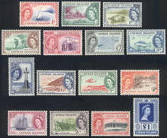 CAYMAN ISLANDS: Sc.135/149, 1953/9 Fish, Turtles, Ships, Lighthouses And Other Topics, Compl. Set Of 15 Values, Mint Lig - Kaimaninseln