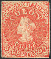 CHILE: Yvert 5, Mint, With INVERTED WATERMARK, 4 Complete Margins, VF Quality! - Chili