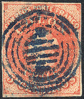 CHILE: Yvert 5, With BLUE Cancel, Wide Margins, VF Quality! - Chili