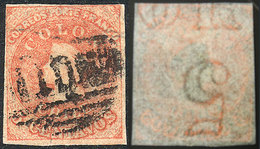 CHILE: Yvert 8, With LETTER Watermark (OR) At Top, Position 7, 4 Complete Margins, VF! - Chile