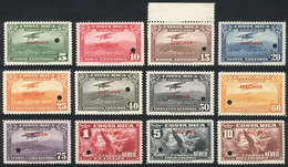 COSTA RICA: Sc.C15/C27 (without C24), 1934 Airplane And Allegory Of Flight, 12 Values Of The Set Of 13 (1C. Missing) Wit - Costa Rica