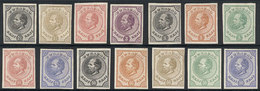 CURACAO: SELECTION OF PROOFS: 1873/89 William III, 14 Trial Color Proofs Of Values 2½c. (2), 3c. (2), 5c. (3), 10c, 25c  - Curacao, Netherlands Antilles, Aruba