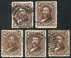 UNITED STATES - HAWAII: Sc.35, 5 Used Examples With Varied Cancels, Interesting! - Hawaii