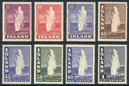 ICELAND: Sc.203/208B, 1938/47 Geiser, Complete Set Of 8 Unmounted Values, Excellent Quality, Catalog Value US$190. - Other & Unclassified