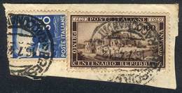 ITALY: Sc.518, 1949 Repubblica Romana 100 Years, Used On Fragment, VF Quality, Catalog Value US$125. - Unclassified