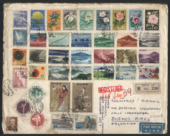JAPAN: Large Cover Sent From Tokyo To Argentina On 3/JUN/1963 By Registered Airmail, With Spectacular Franking Of 38 Dif - Covers & Documents