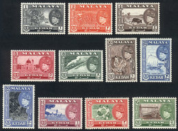 MALAYA: Sc.83/93, 1957 Animals, Ships, Trains, Sports And Other Topics, Complete Set Of 11 Values, Mint With Tiny And Ba - Kedah