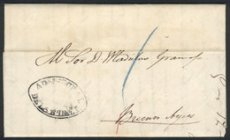 PARAGUAY: Entire Letter Dated Asunción 5/MAR/1863, Sent To Buenos Aires Per Steamer "Paraguari", With The Oval Black Mar - Paraguay