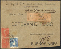 PARAGUAY: Front Of A Registered Cover Franked With 50c., Sent To Buenos Aires On 13/OC/1897, Very Nice! - Paraguay