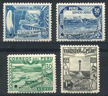 PERU: Yvert 50 + 51 + 54 + 56, All With Little Punch Cancel And Overprinted "WATERLOW & SONS - SPECIMEN", Excellent Qual - Peru