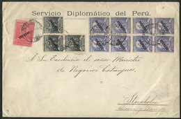 PERU: 20/NO/1903 Lima - Sotckholm (Sweden), OFFICIAL Cover With Postage Paying The Quadruple Rate (88 Cents), Franked By - Peru