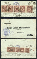 PERU: 27/JA/1917 Huaraz - Lima, Cover Franked On Back With POSTAGE DUE Stamps For 5c. (Sc.J40 X5), VF Quality, Rare! - Peru
