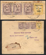 PERU: 12/SE/1929 Lima - France, Registered Cover Franked With 45c. Consisting Of The Provisional Sc.257 + 3 Postage Due  - Pérou