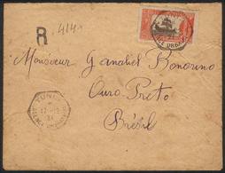 TUNISIA: Registered Cover Sent From "Tunis - Agence Urbane A" To Brazil On 17/DE/1921, Franked With 1Fr. (Sc.52) Alone,  - Tunisia