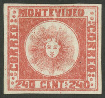 URUGUAY: Sc.6, 1858 240c. Light Vermilion, Mint Original Gum, VF Quality! - Uruguay