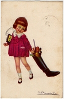 BAMBINA CON STIVALE - ILLUSTRATORE S. BOMPARD - 1920 - Vedi Retro - Formato Piccolo - Bompard, S.