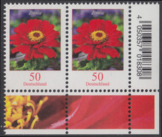 !a! GERMANY 2020 Mi. 3535 MNH Horiz.PAIR From Lower Right Corner - Flowers: Zinnia - Nuevos