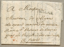 MILAN (bureau Français) Lettre En Français Pour Paris Taxe 13 En 1803 - 1792-1815: Départements Conquis