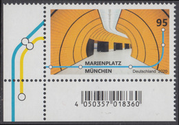 !a! GERMANY 2020 Mi. 3538 MNH SINGLE From Lower Left Corner - Subway Stations: Marienplatz, Munic - Unused Stamps