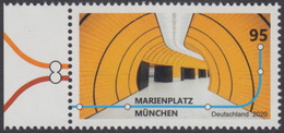 !a! GERMANY 2020 Mi. 3538 MNH SINGLE W/ Left Margin (b) - Subway Stations: Marienplatz, Munic - Unused Stamps