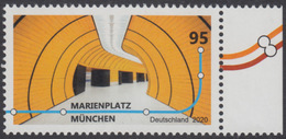 !a! GERMANY 2020 Mi. 3538 MNH SINGLE W/ Right Margin (b) - Subway Stations: Marienplatz, Munic - Nuovi