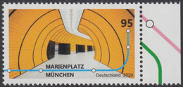 !a! GERMANY 2020 Mi. 3538 MNH SINGLE W/ Right Margin (c) - Subway Stations: Marienplatz, Munic - Unused Stamps