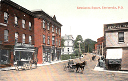 Sherbrooke Quebec - Strathcona Square - Rue Dufferin Street - Horses - Written 1910 + Stamp And Postmark - 2 Scans - Sherbrooke