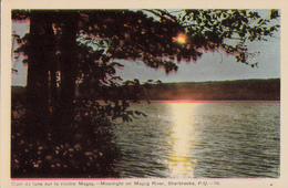 Sherbrooke Quebec - Clair De Lune - Moonlight On Magog River - 2 Scans - Sherbrooke