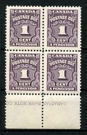 CANADA 1935  Taxe N° 14 ** Bloc De 4 Neuf MNH Superbe C 3 € - Segnatasse