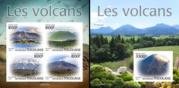 Togo 2020, Vulcans, 4val In BF +BF IMPERFORATED - Volcanos