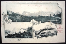 SCHWARZENBÜHL Jugenstil (Schwarzenburg, Riffenmatt, Guggisberg) Berg-Panorama Kurhaus Stempel R. Hänni Propr. - Guggisberg