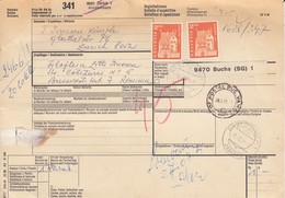 Bulletin D'expédition D'un Colis Postal Affr 4 F Obl ZURICH Du 12.3.71 Adressé à Bucarest - Marcophilie