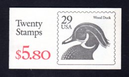 ETATS-UNIS 1991 - Carnet Yvert C 1936 - Scott #2484a - NEUF** MNH - Faune, Canard Des Bois - 3. 1981-...