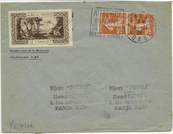 LETTRE OBLITERATION DAGUIN -AUXERRE MIRANT SES TOURS DANS L'YONNE - 1928 - Mechanical Postmarks (Other)