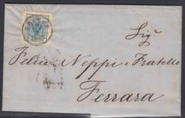 Austria, Austrohungarian Empire, Trieste To Italy (Ferrara), Very Wide Stamp Margins And Central Cancel, Postal History - Brieven En Documenten