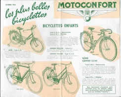 Dépliant - Catalogue De Vélos Et Bicyclettes Françaies Motoconfort, (Sport, Enfants, Adultes) Octobre 1962 - Sport En Toerisme