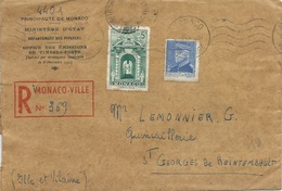 Monaco - Lettre Recommandée Affranchie à 9F, Tarif Du 1er Janvier 1946 - Brieven En Documenten