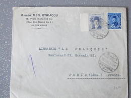 MARCOPHILIE Lettre ALEXANDRIE POUR LA  FRANCE " Librairie Le Francois" Paris 6 Eme Cachet Alexandria - Brieven En Documenten