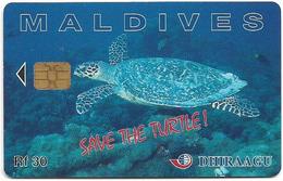 Maldives - Dhiraagu (chip) - Save The Turtle! - 256MLDGIB - Chip Siemens S35, 30MRf, Used - Maldives