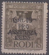 Egeo Occupazione Tedesca 1943 Pro Assistenza 10c. SaN°119 MLH/* Vendere Scansione - Islas Jónicas