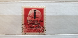 Repubblica Sociale Italiana 1944 RSI Sassone N° 492-493-494, Usati Usato Cent. C. 75 - Afgestempeld