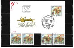 6049x: Österreich 1985, Stadtjubiläum 3433 Königstetten, Beleg Und Gesamt 4 Briefmarken Postfrisch/ Gestempelt - Tulln