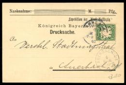 BAYERN - 1903 Postcard 5pf Green To Auerbach With Invoice  On The Back. - Amberg